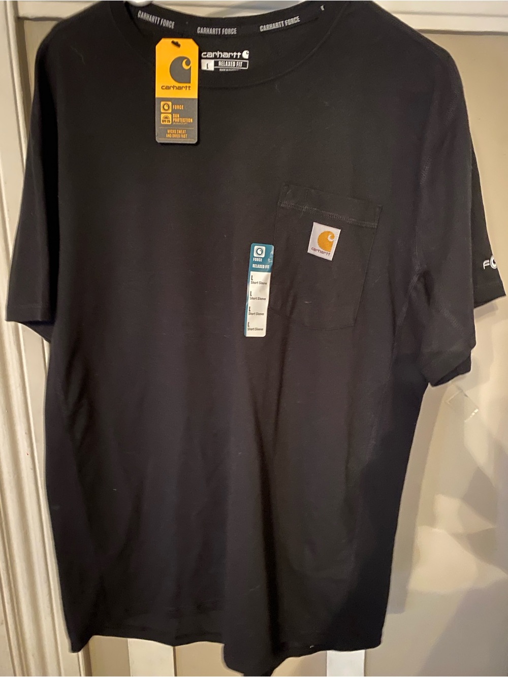 Carhartt Black Short-Sleeve Pocket Tee with Logo
